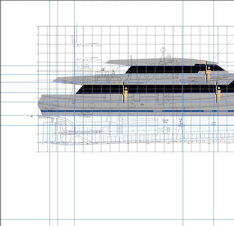 Historic yacht drawing used as the baseline for naval architecture design development